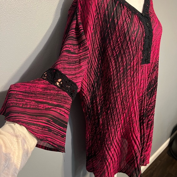 Catherine’s Pleated Bell Sleeve Blouse (1X, 18/20W) - Picture 3 of 4